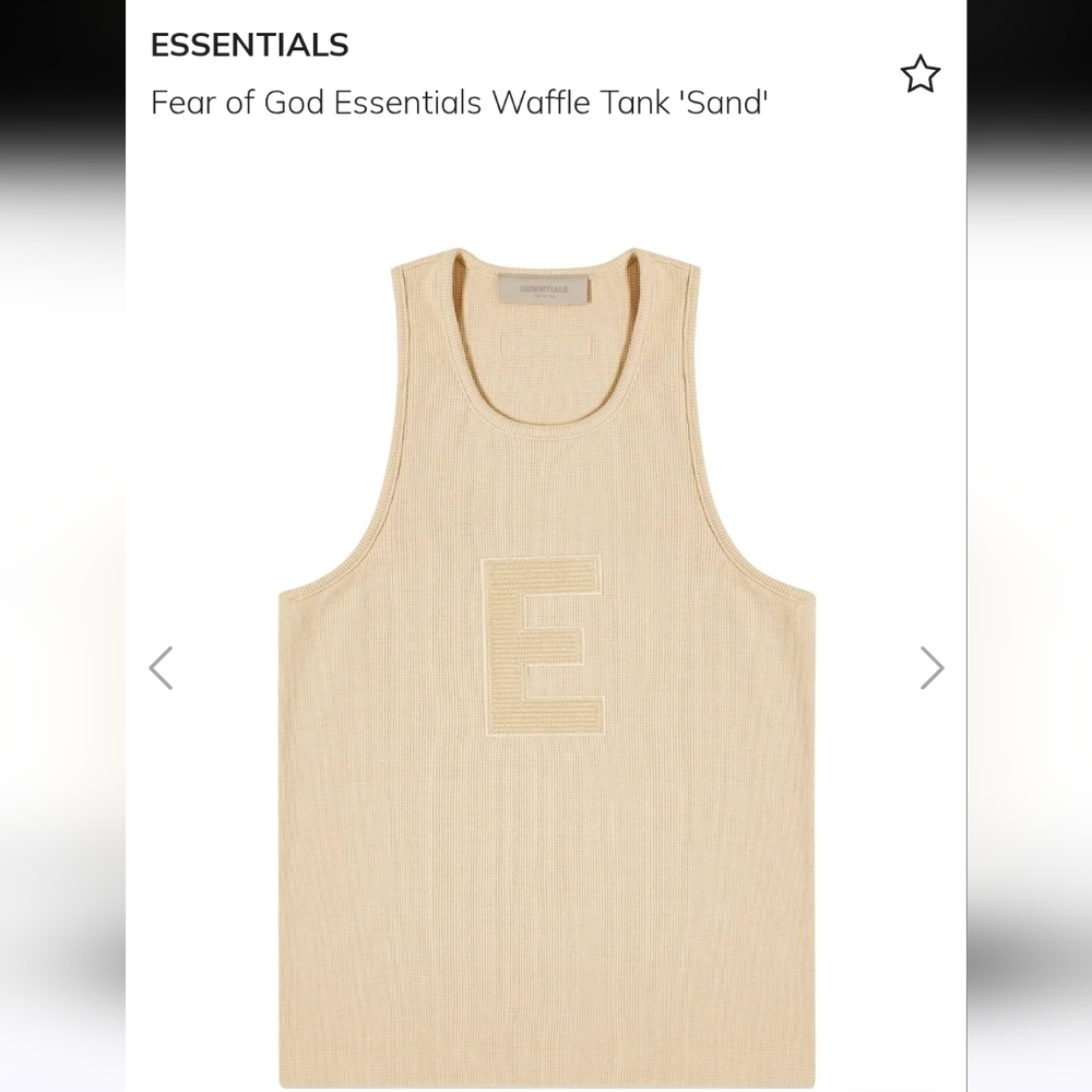 Essentials Fear of God Tan Sleeveless Tank Top waffle knit e sz med